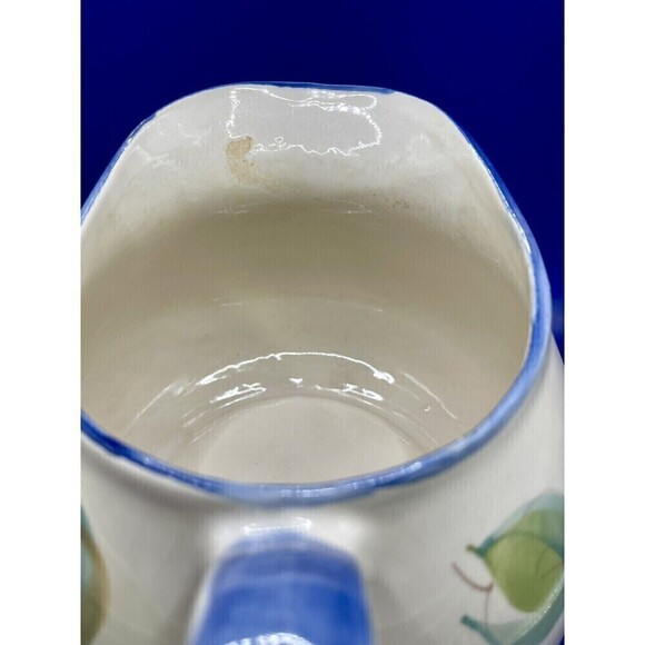 Vtg MCM Lava Glaze Pottery Planter Made in Italy Green Tan Orange  4-1/4" Tall - Picture 3 of 8